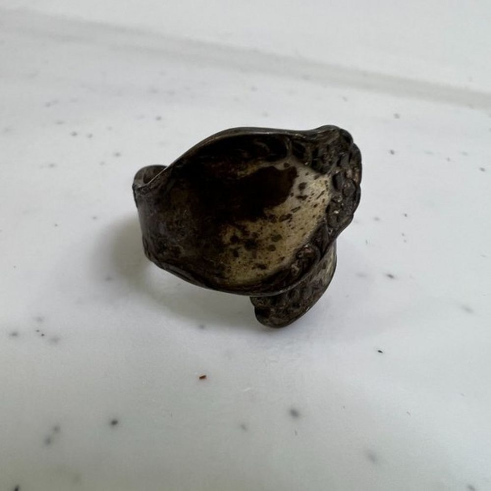 Sarah Coventry Spoon Ring Handle Silver Tone 4.5 5 Wrap Vintage Silverware  Used
